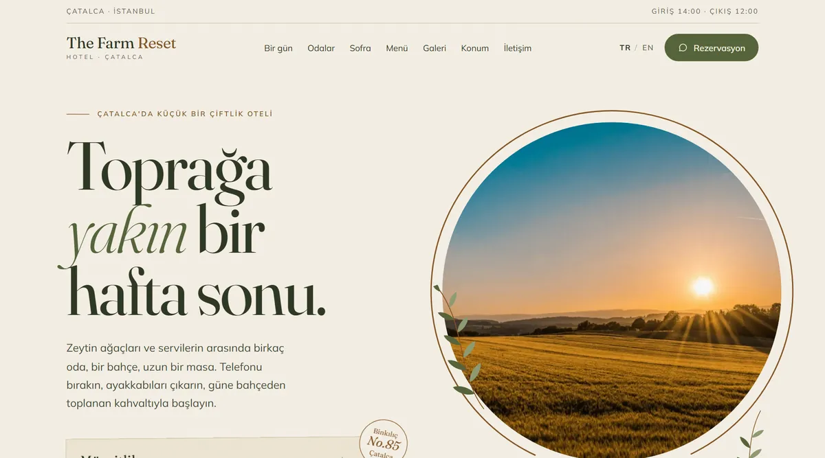 Çiftlik oteli · The Farm Reset Hotel · Yayında · Müşterimiz