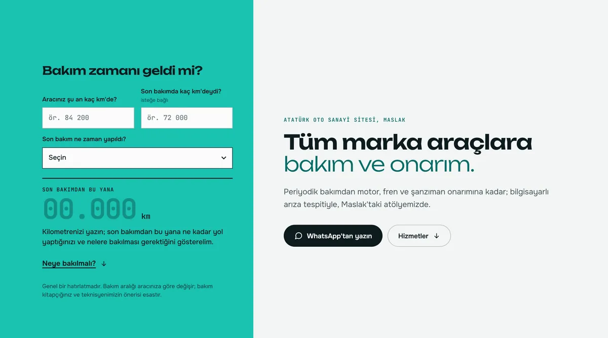 RSL Oto Servis için hazırladığımız örnek tasarım